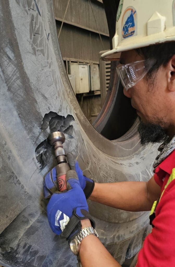 Cosmetic repairs in OTR tyres