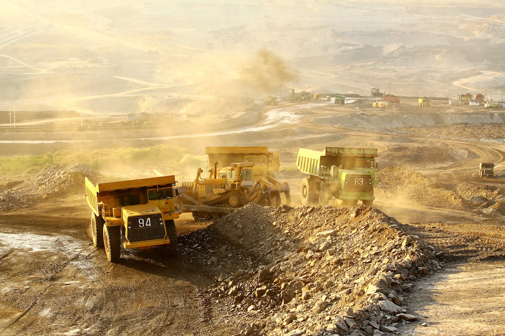 The trucks at worksite
